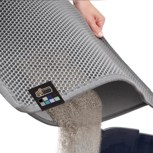 Gorilla Grip Honeycomb Cat Litter Mat Two Layer Trapping Waste Mats Soft On Paws Indoor Box Supplies and Essentials Feeding Trap Water Resistant on Floors 24x15 Gray